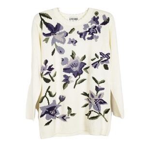 VTG Alfred Dunner floral sweater grandma spring easter